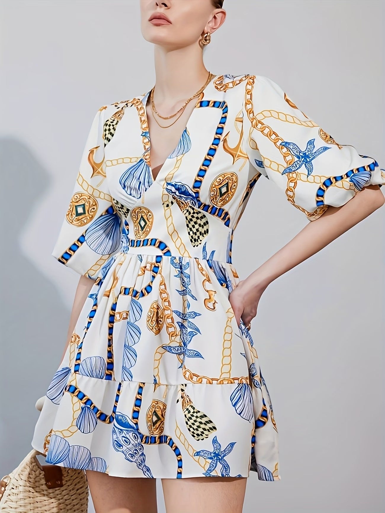 Women's Tiered Patterned Dress