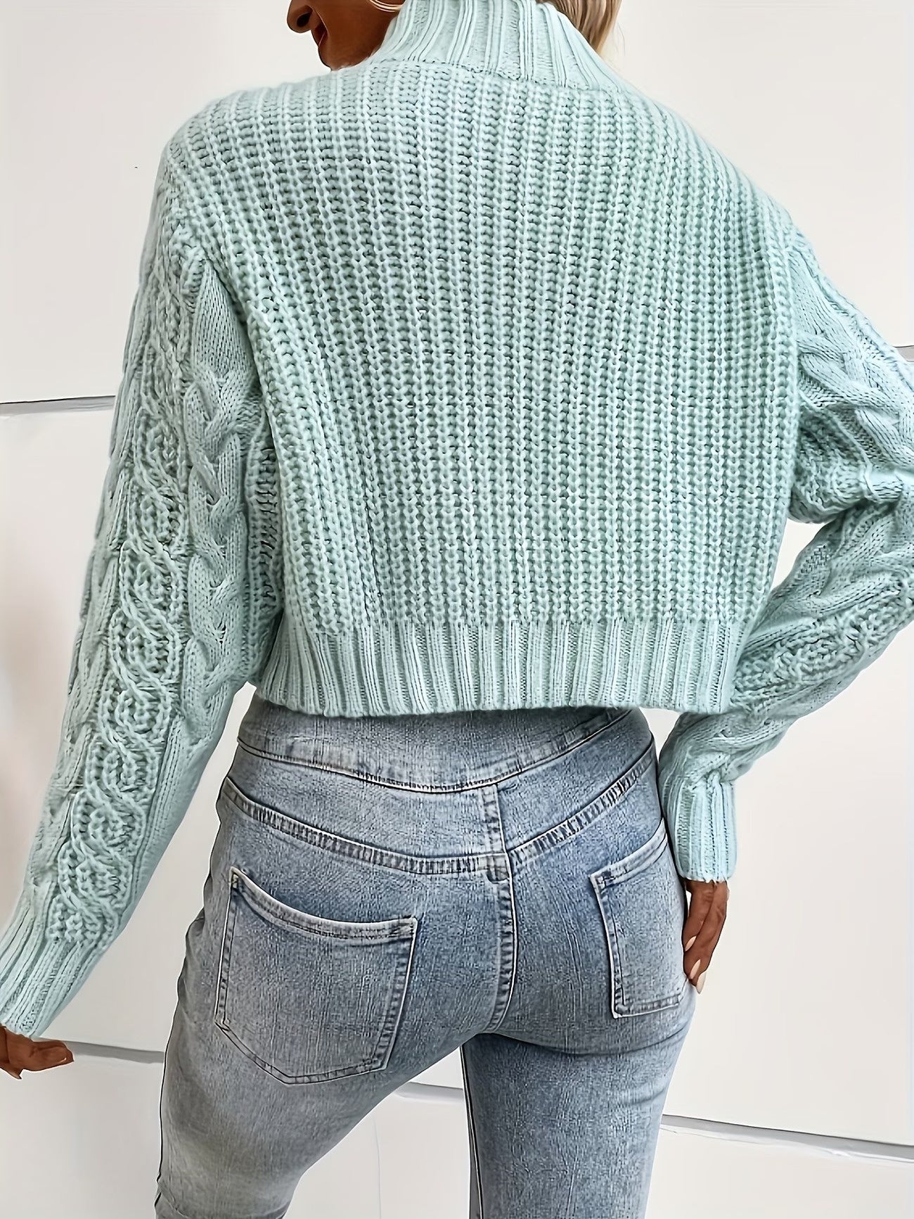 Women's Cable-Knit High Neck Sweater